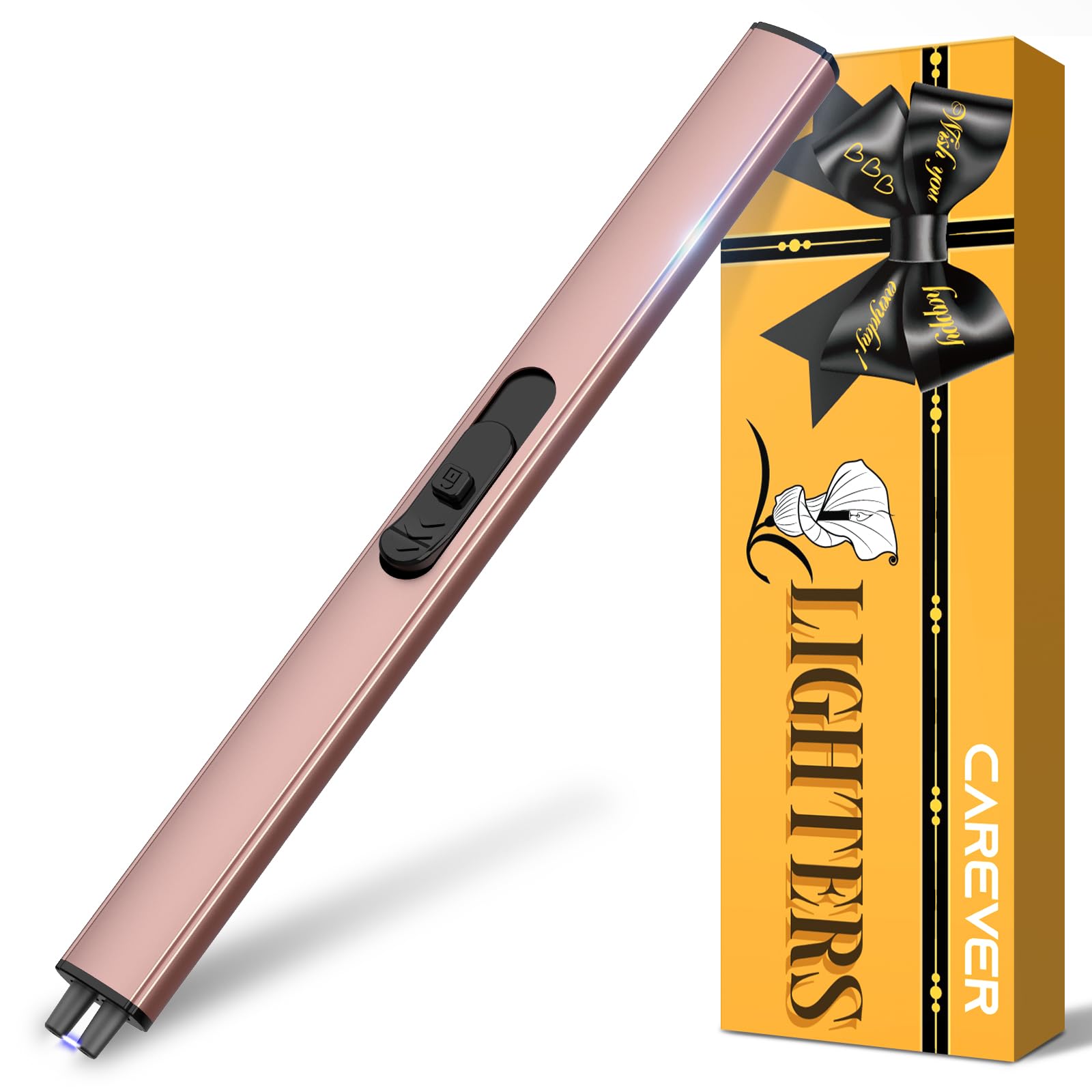 Candle Lighter Stocking Stuffers for Women Men, Electric Candle Lighter USB Rechargeable Graduation Gifts for Him Wife Grandma Girlfriend Safety Lock Long Lighters for Grill Home Kitchen BBQ Camping