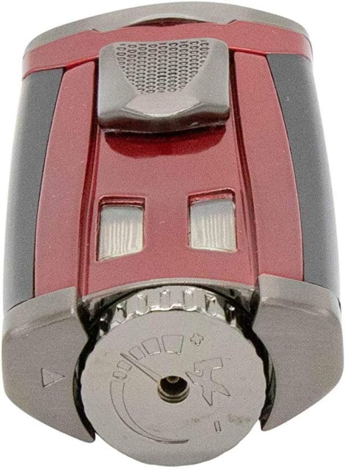 Xikar HP3 Inline Triple Flame Cigar Lighter, Attractive Gift Box, EZ-View Red Fuel Window, Honeycomb Texture, Daytona Red