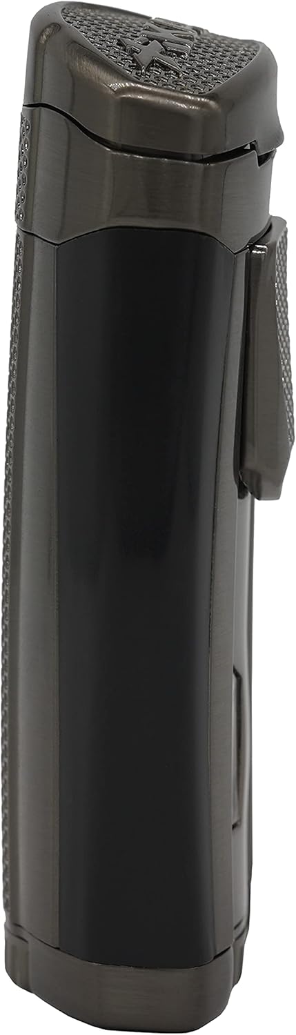 Xikar HP3 Inline Triple Flame Cigar Lighter, Attractive Gift Box, EZ-View Red Fuel Window, Honeycomb Texture, Gunmetal