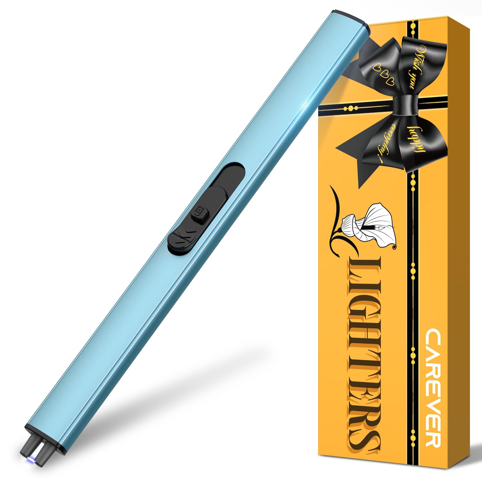 Candle Lighter Stocking Stuffers for Women Men, Electric Candle Lighter USB Rechargeable Graduation Gifts for Him Wife Grandma Girlfriend Safety Lock Long Lighters for Grill Home Kitchen BBQ Camping
