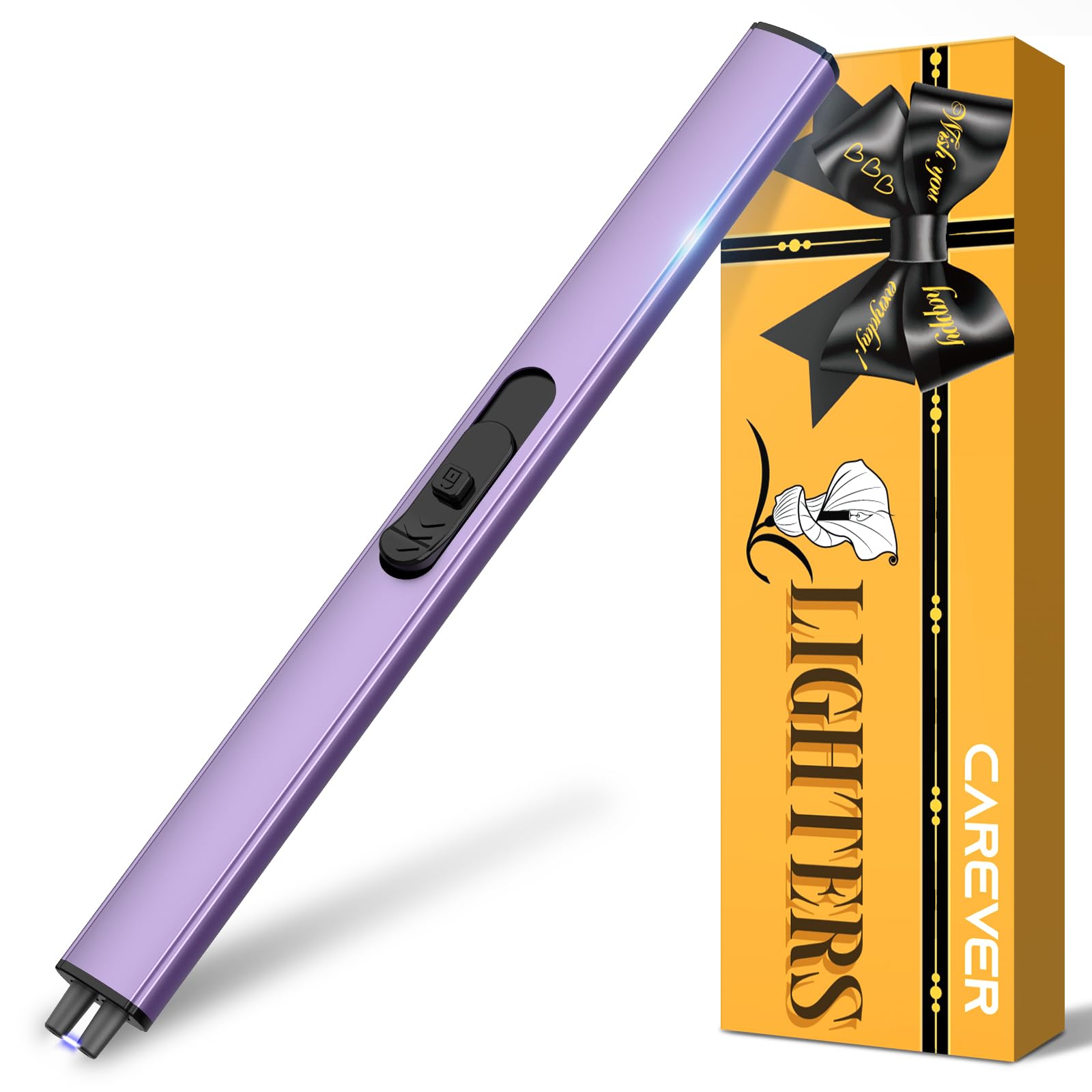Candle Lighter Stocking Stuffers for Women Men, Electric Candle Lighter USB Rechargeable Graduation Gifts for Him Wife Grandma Girlfriend Safety Lock Long Lighters for Grill Home Kitchen BBQ Camping