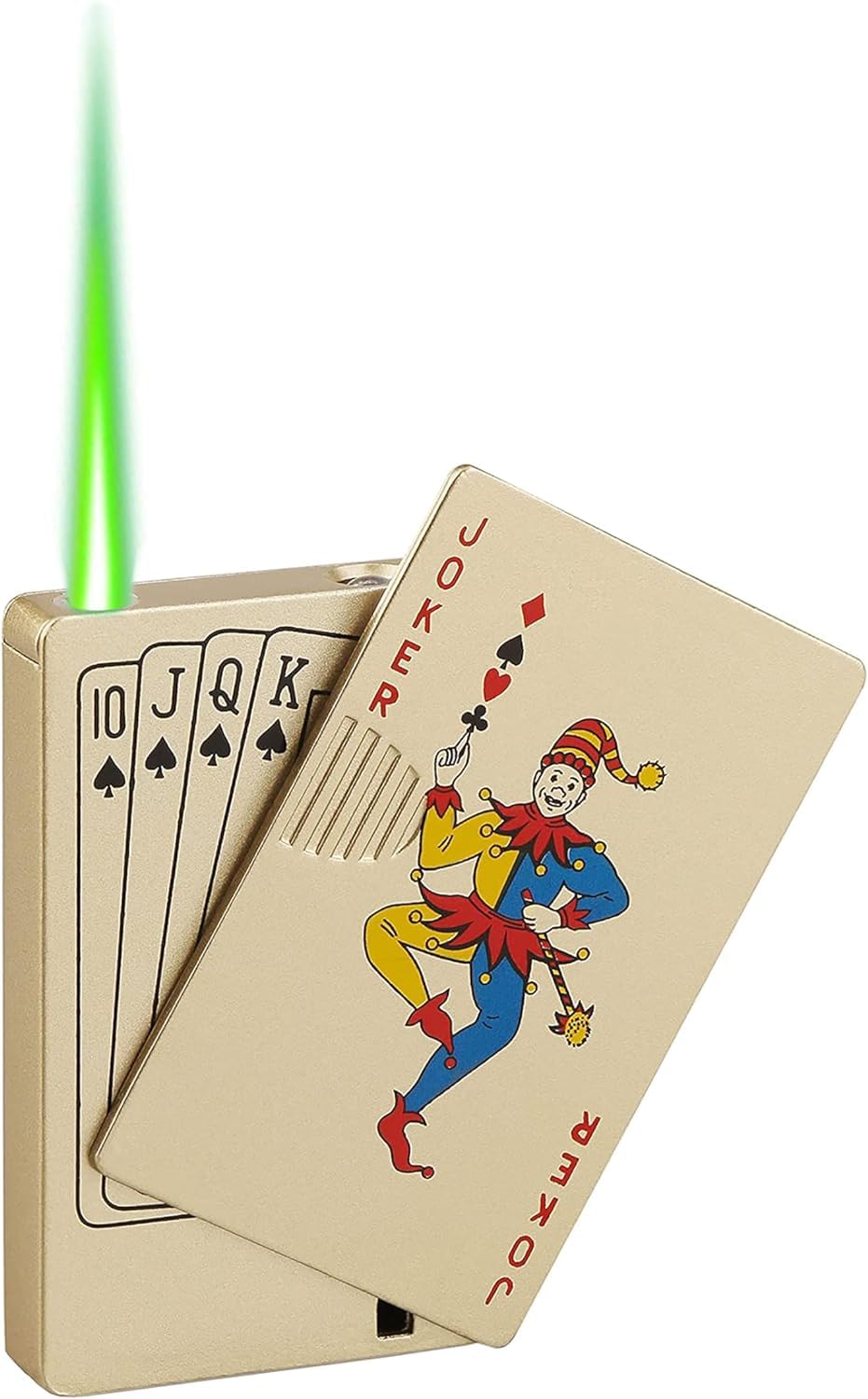 Jet Torch Lighter, 2 Pack, Green+Red Flame Ace Card Lighter, Cool Lighter Windproof Poker Design, Refillable Butane, for Outdoor, Indoor, Camping, BBQ, Candle, Birthday, Gift (Without Gas)