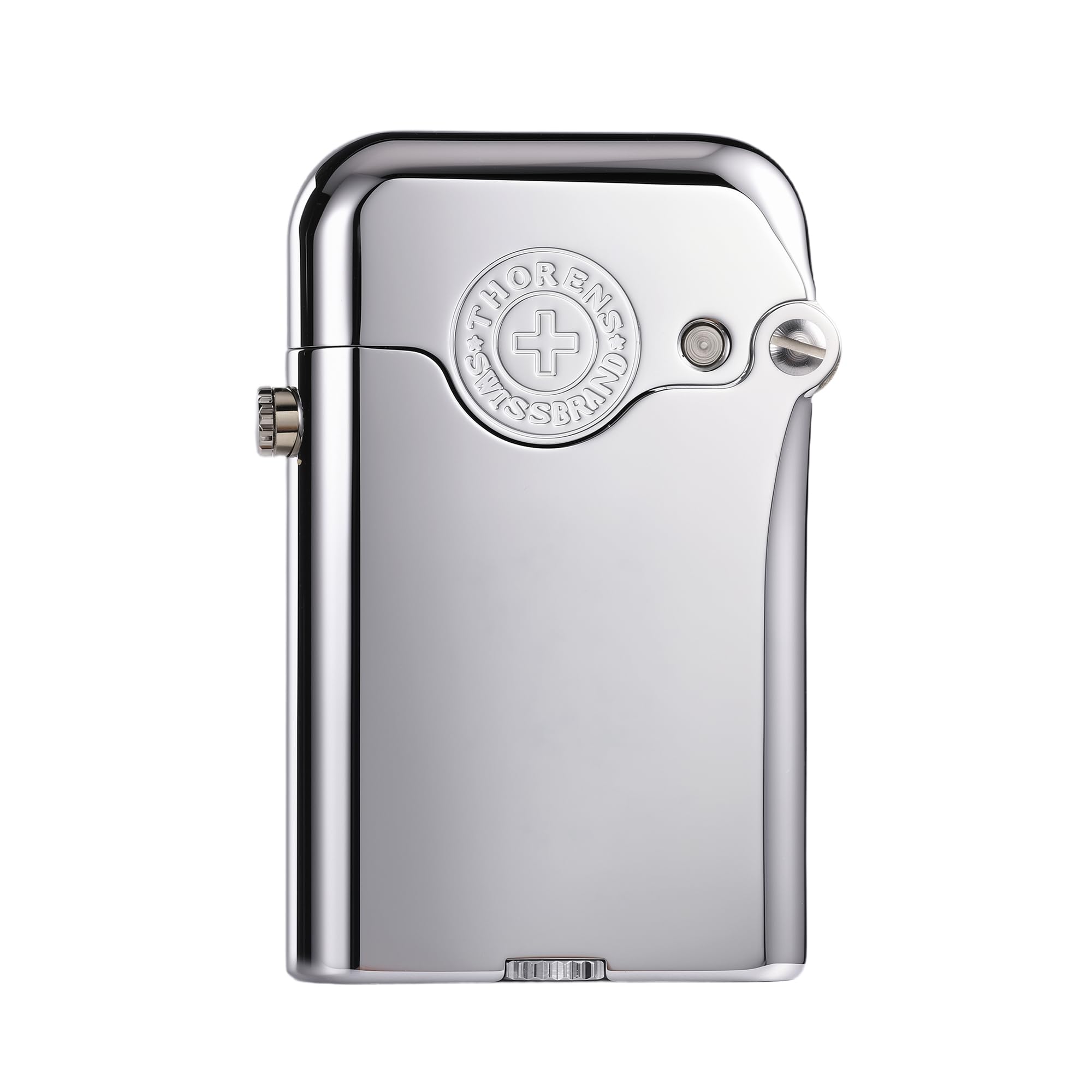 Classic Retro Refillable Brass Kerosene Lighter,Collectible,Soft-Flame,Automatic Ignition,Safety Lock,Electroplated Chrome Color,Engraving,Gift Box,Men's Gift,Thorens Gen 3-Single Claw Diamond Grid