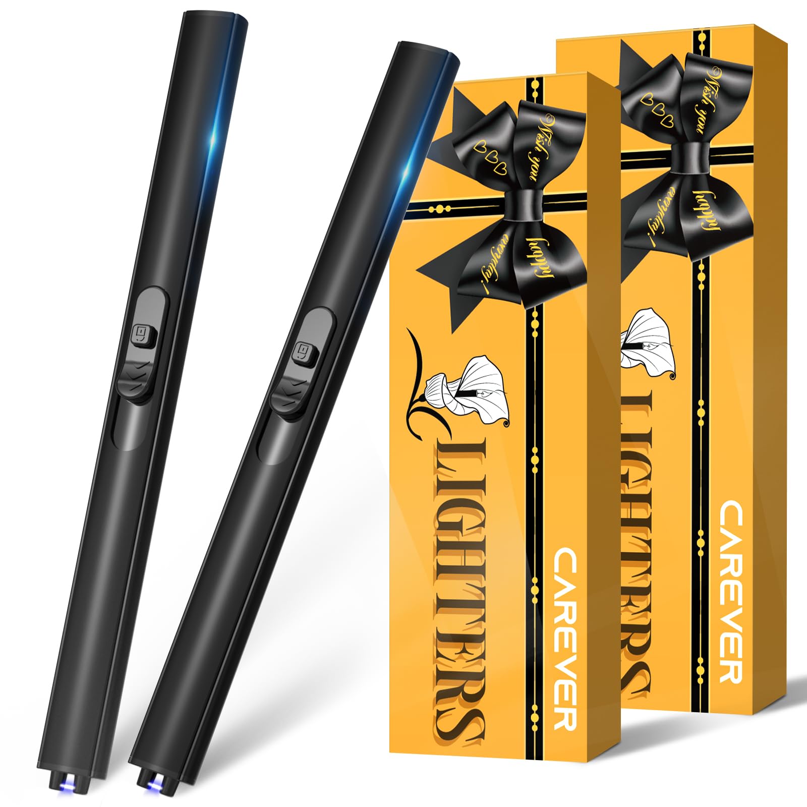 Candle Lighter Stocking Stuffers for Women Men, Electric Candle Lighter USB Rechargeable Graduation Gifts for Him Wife Grandma Girlfriend Safety Lock Long Lighters for Grill Home Kitchen BBQ Camping