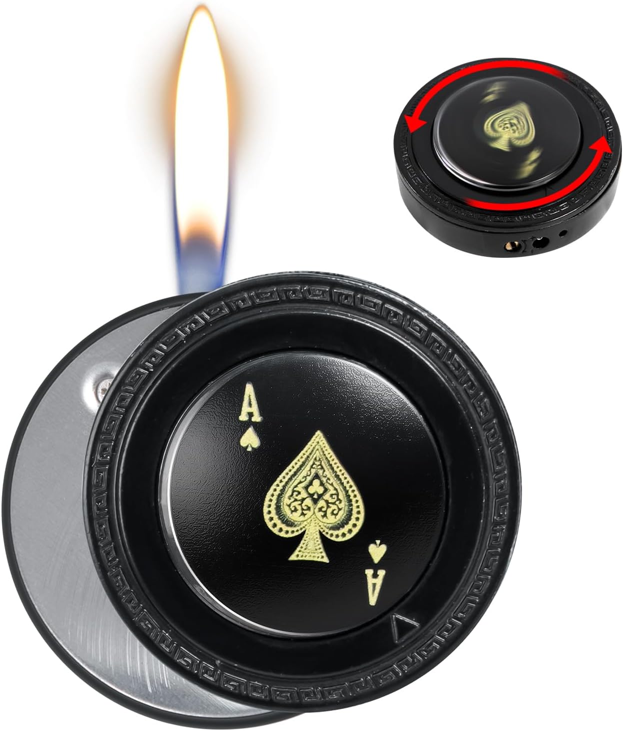 Cool Lighter for Men, Refillable Butane Lighter, Ace of Spades Cute Lighters, Funny Soft Flame Lighters with Ace Design,Unique Gifts for Men/Women (No Gas)