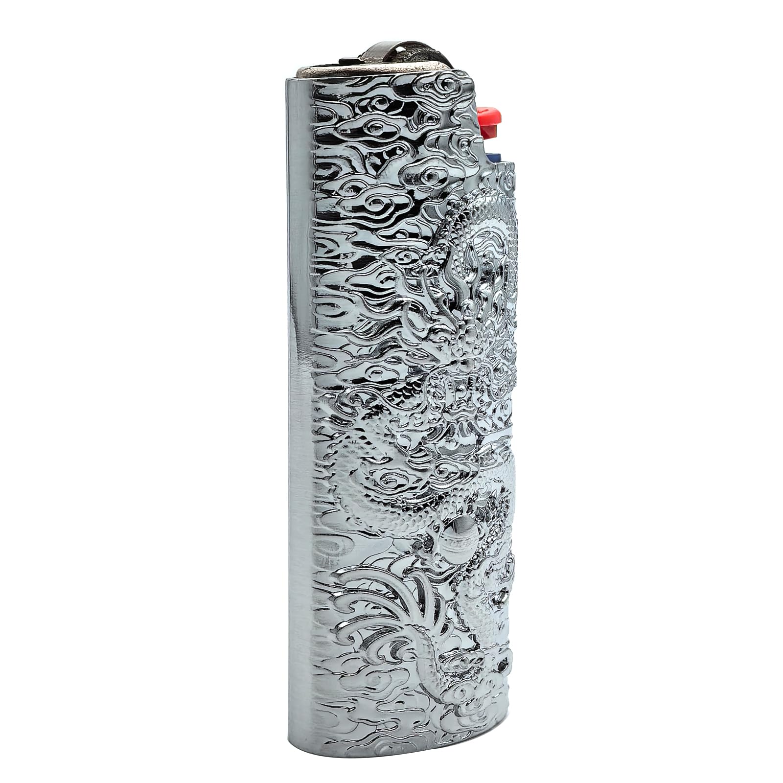 Metal Lighter Case Cover Holder Vintage Dragon Engraving for BIC Full Size Lighter J6