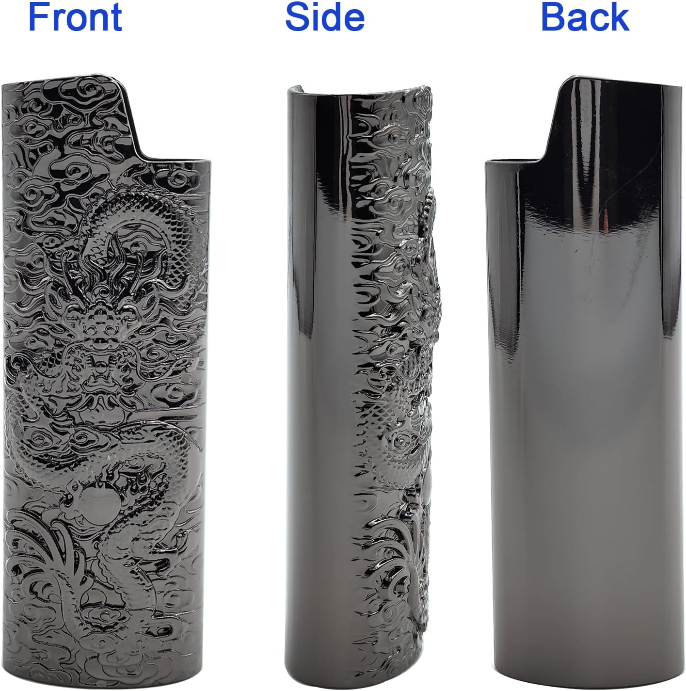 Metal Lighter Case Cover Holder Vintage Dragon Engraving for BIC Full Size Lighter J6