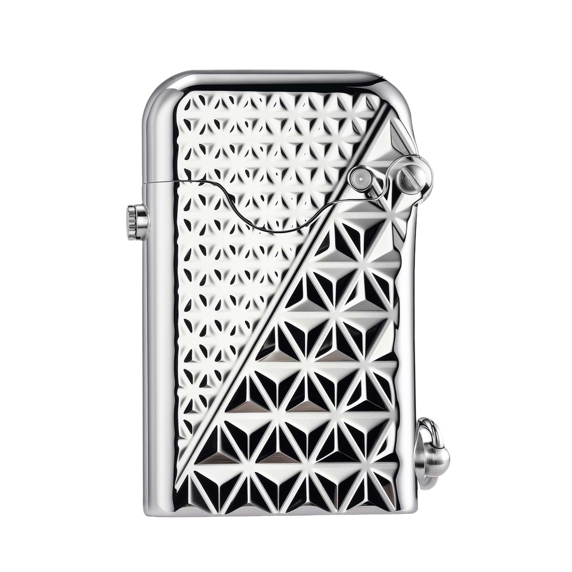 Classic Retro Refillable Brass Kerosene Lighter,Collectible,Soft-Flame,Automatic Ignition,Safety Lock,Electroplated Chrome Color,Engraving,Gift Box,Men's Gift,Thorens Gen 3-Single Claw Diamond Grid