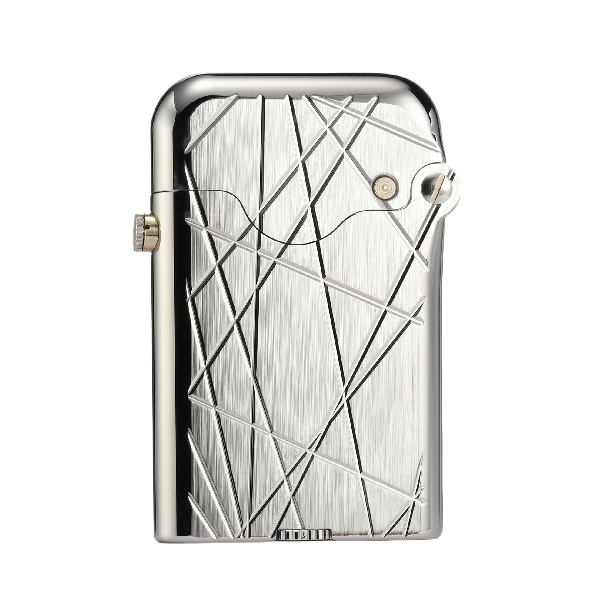Classic Retro Refillable Brass Kerosene Lighter,Collectible,Soft-Flame,Automatic Ignition,Safety Lock,Electroplated Chrome Color,Engraving,Gift Box,Men's Gift,Thorens Gen 3-Single Claw Diamond Grid