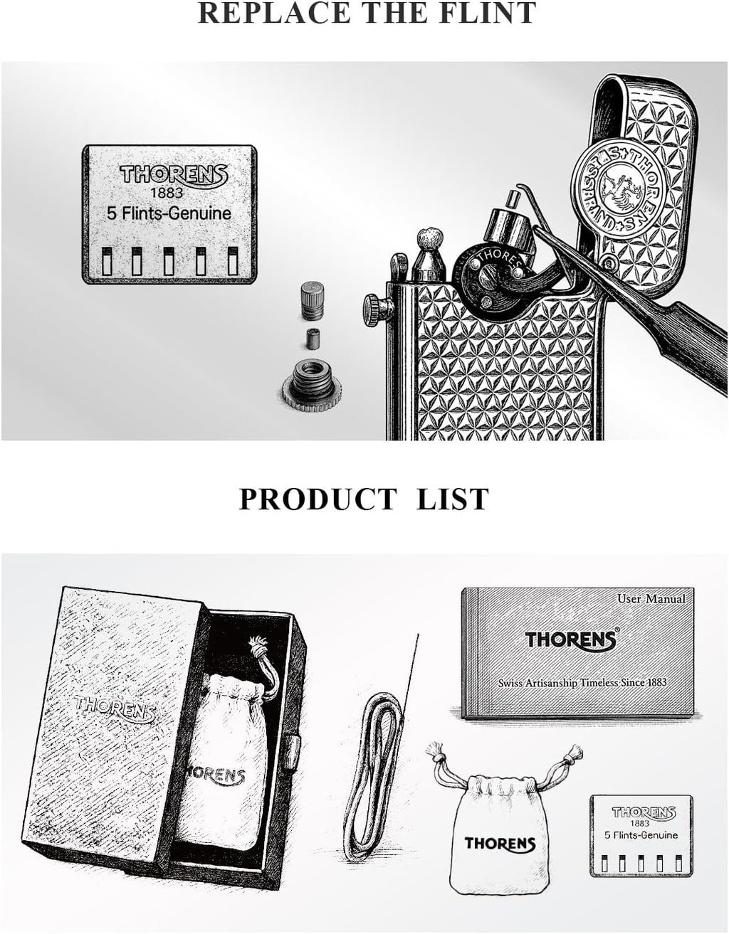 Classic Retro Refillable Brass Kerosene Lighter,Collectible,Soft-Flame,Automatic Ignition,Safety Lock,Electroplated Chrome Color,Engraving,Gift Box,Men's Gift,Thorens Gen 3-Single Claw Diamond Grid