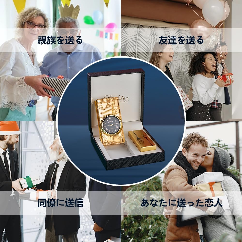 Electric Lighter with Clock YOZWOO USB Rechargeable Lighter with LED Light, Plasma Dual Arc Lighters with LED Power Display for Candle, Cool Lighters Gifts for Men and Women (Gold-Boat)