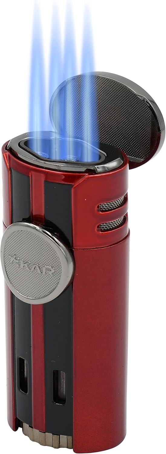Xikar High Performance HP4 Quad Flame Cigar Lighter in an Attractive Gift Box Daytona Red