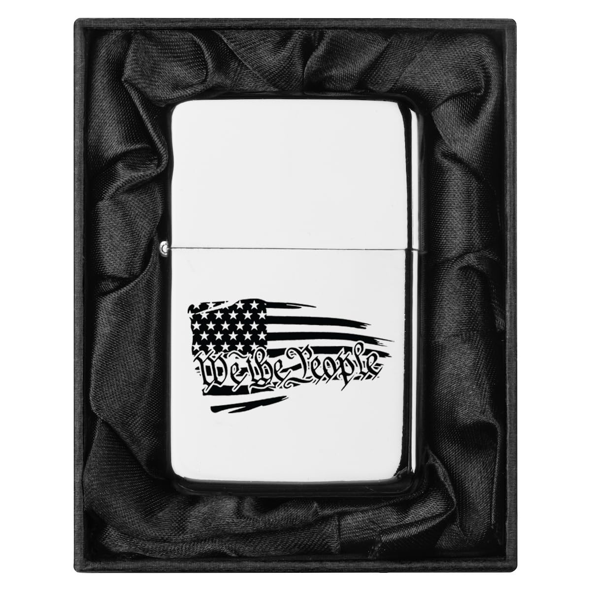 Lighter in Black Silk Lined Gift Box We The People American Flag (Black)