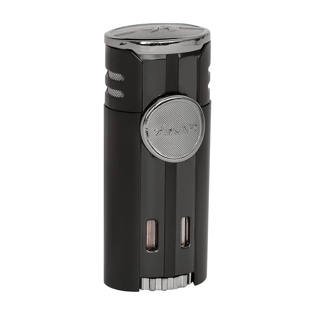 Xikar High Performance HP4 Diamond Quad Flame Cigar Lighter, in Attractive Gift Box, in-line Fuel Adjustment Wheel, Oversized Double EZ-View Fuel Window, Blue
