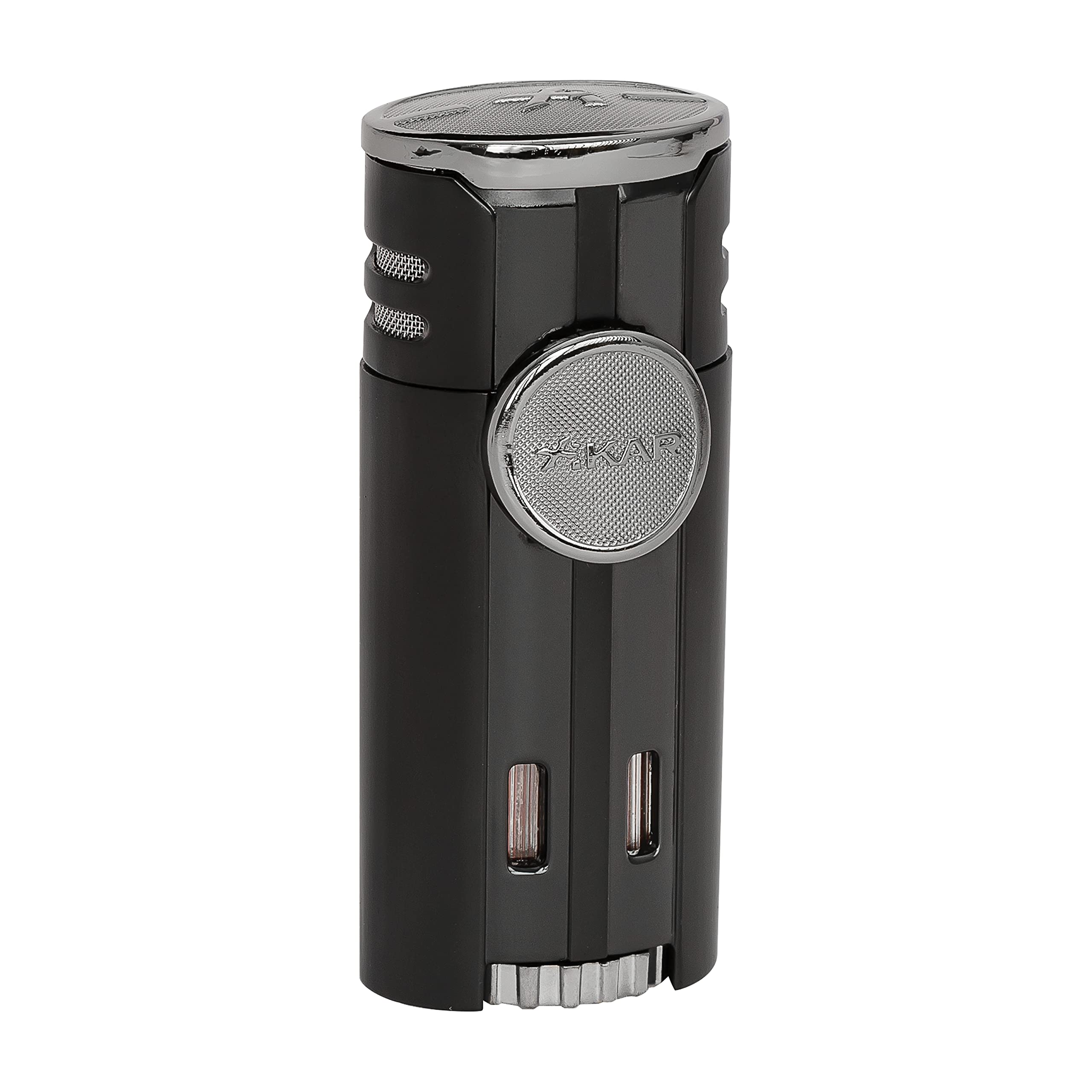Xikar High Performance HP4 Diamond Quad Flame Cigar Lighter, in Attractive Gift Box, in-line Fuel Adjustment Wheel, Oversized Double EZ-View Fuel Windows, Gunmetal 2