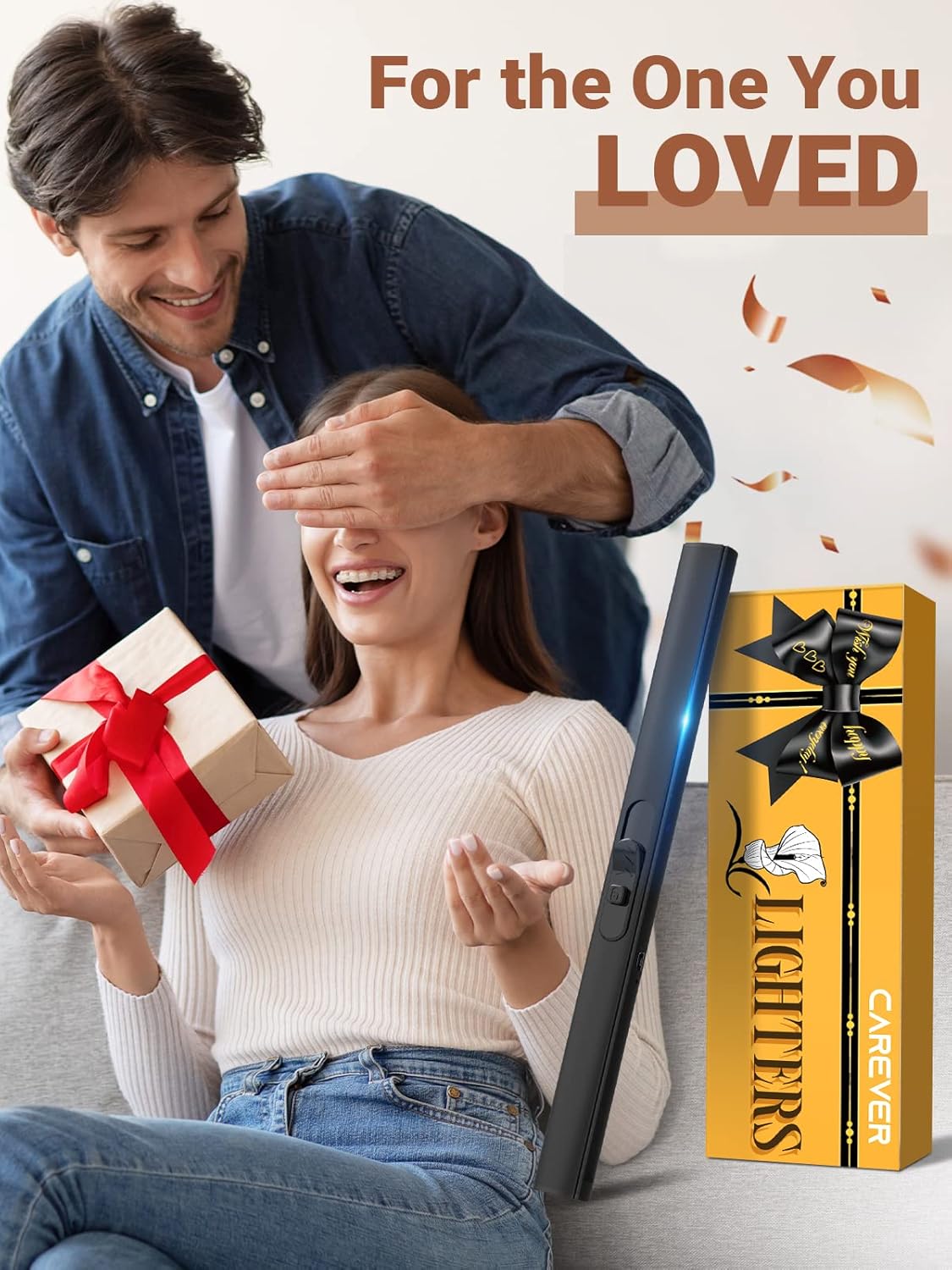 Candle Lighter Stocking Stuffers for Women Men, Electric Candle Lighter USB Rechargeable Graduation Gifts for Him Wife Grandma Girlfriend Safety Lock Long Lighters for Grill Home Kitchen BBQ Camping