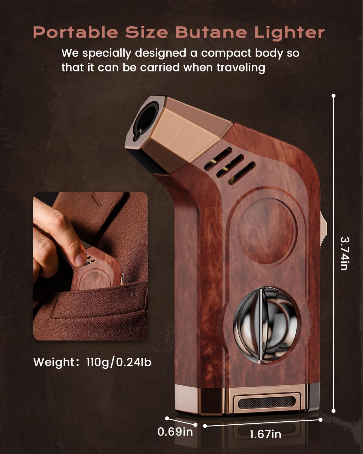 2-Pack Torch Lighter with Windproof Jet Flame, Holder, Built-in Cutter, All-in-one Lighter Accessories, Lighters for Men with Gift Box, Refillable Butane Lighter for Candle, Outdoors