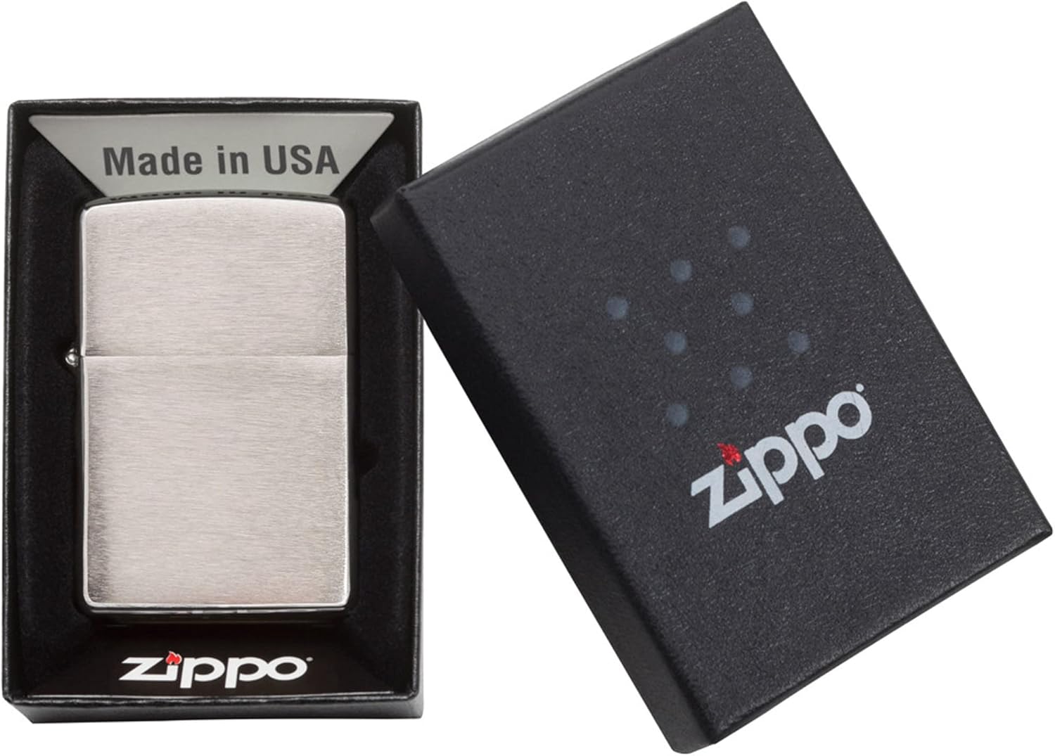 Zippo Classic Brushed Chrome Pocket Lighter - Windproof & Refillable Flip-Top Metal Lighter - Everyday Use Pocket Lighters - Luxury Lighters Made in USA