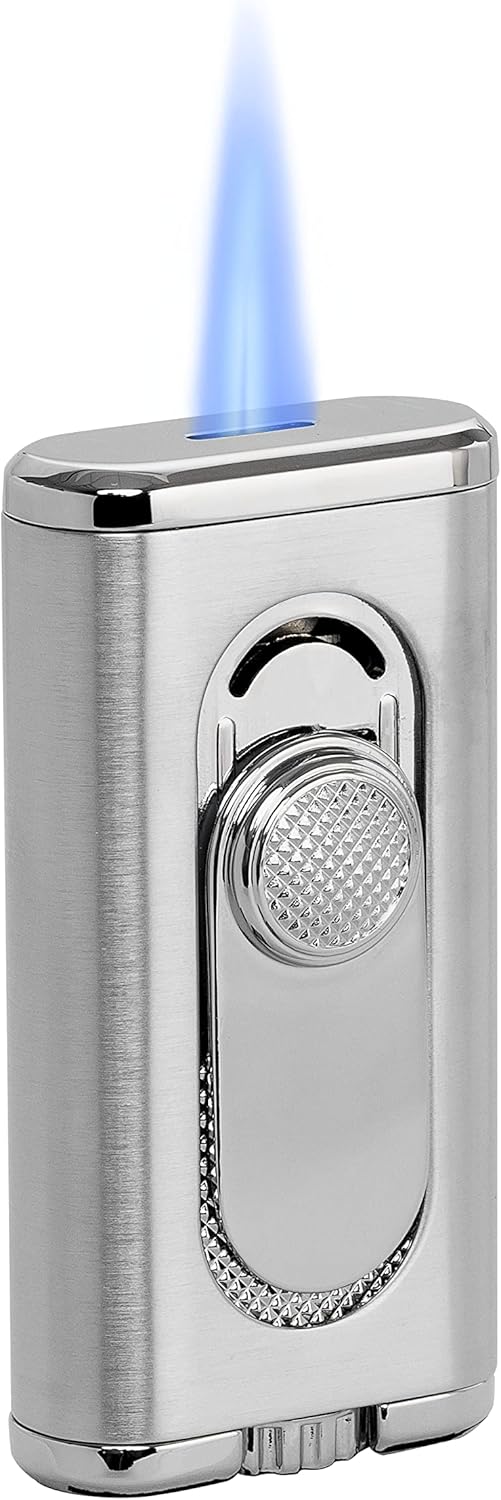 Xikar Verano Flat Flame Cigar Lighter, Attractive Gift Box, Elegant Metal Construction, Silver