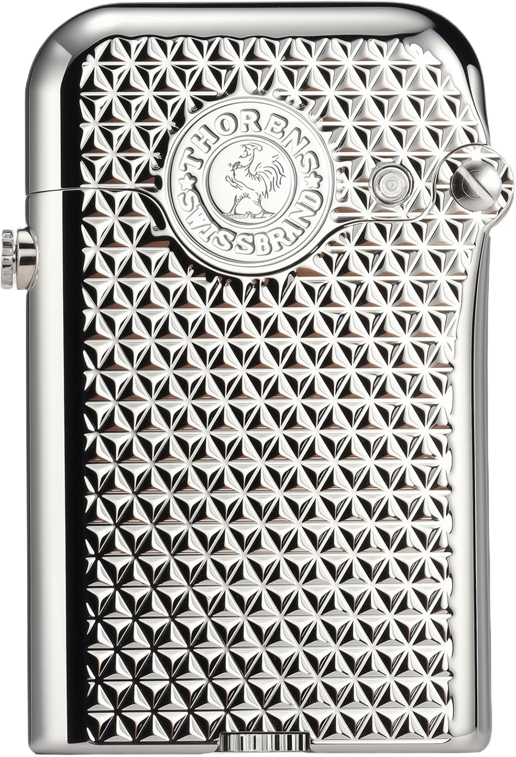 Classic Retro Refillable Brass Kerosene Lighter,Collectible,Soft-Flame,Automatic Ignition,Safety Lock,Electroplated Chrome Color,Engraving,Gift Box,Men's Gift,Thorens Gen 3-Single Claw Diamond Grid