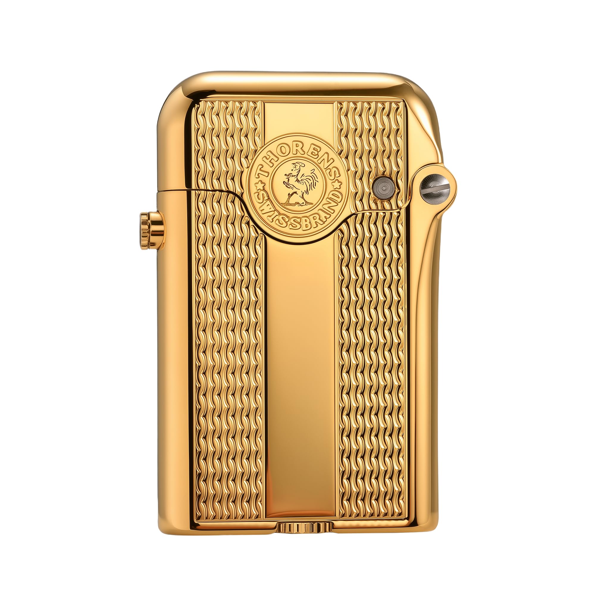 Classic Retro Refillable Brass Kerosene Lighter,Collectible,Soft-Flame,Automatic Ignition,Safety Lock,Electroplated Chrome Color,Engraving,Gift Box,Men's Gift,Thorens Gen 3-Single Claw Diamond Grid