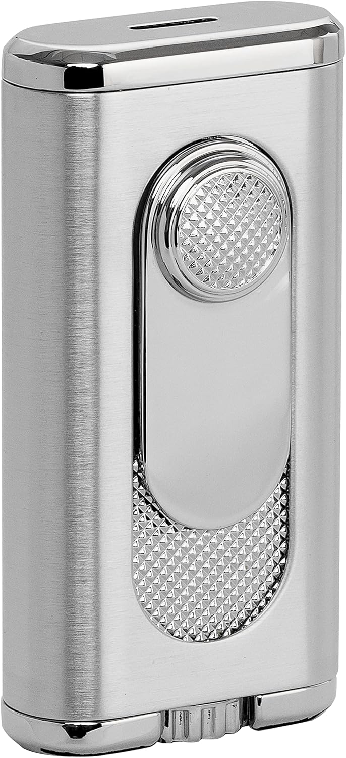 Xikar Verano Flat Flame Cigar Lighter, Attractive Gift Box, Elegant Metal Construction, Silver