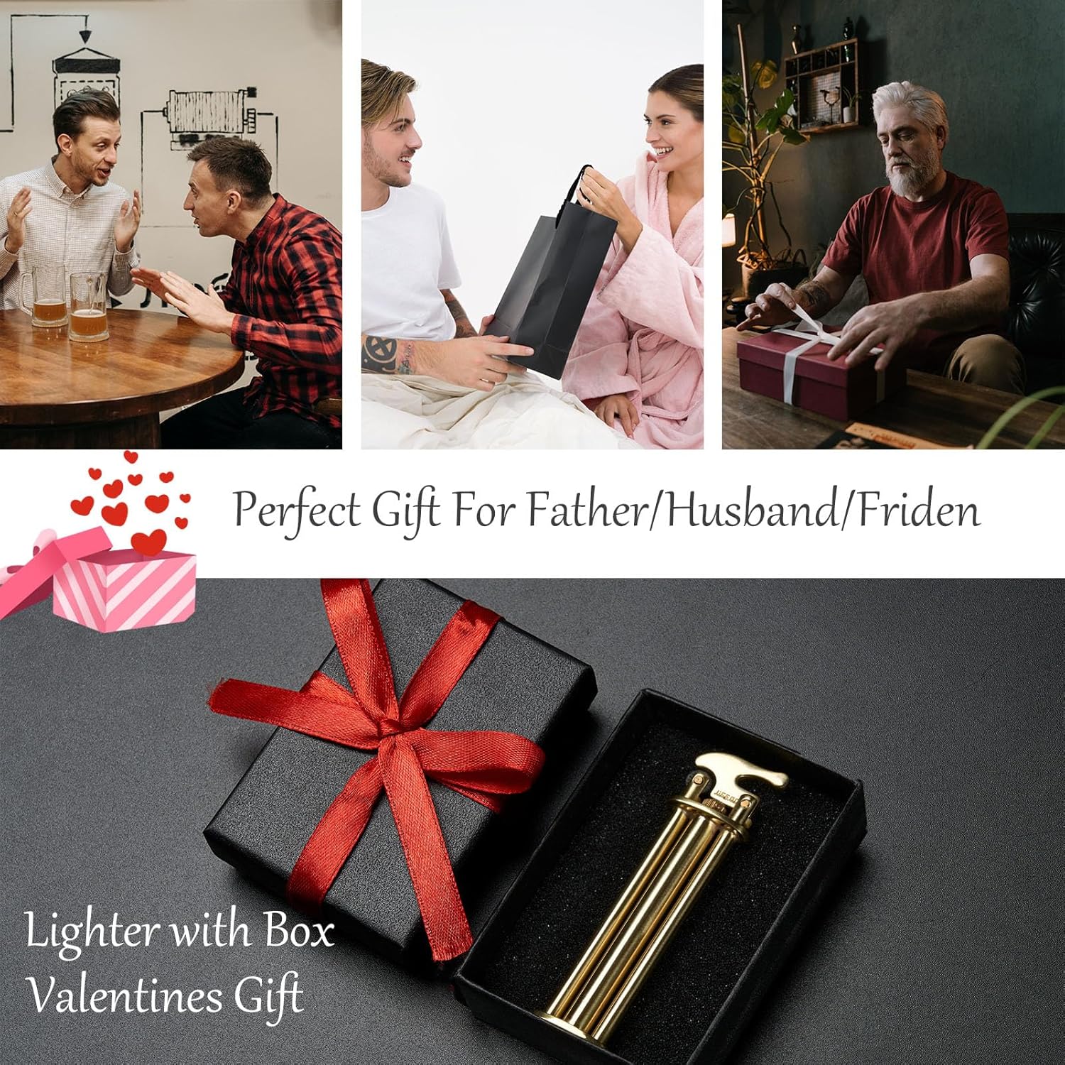 Vintage Antique Lighter,Cool Lighter with Gift Box, Unique Gifts for Valentine's Day,Birthdays (Silver)