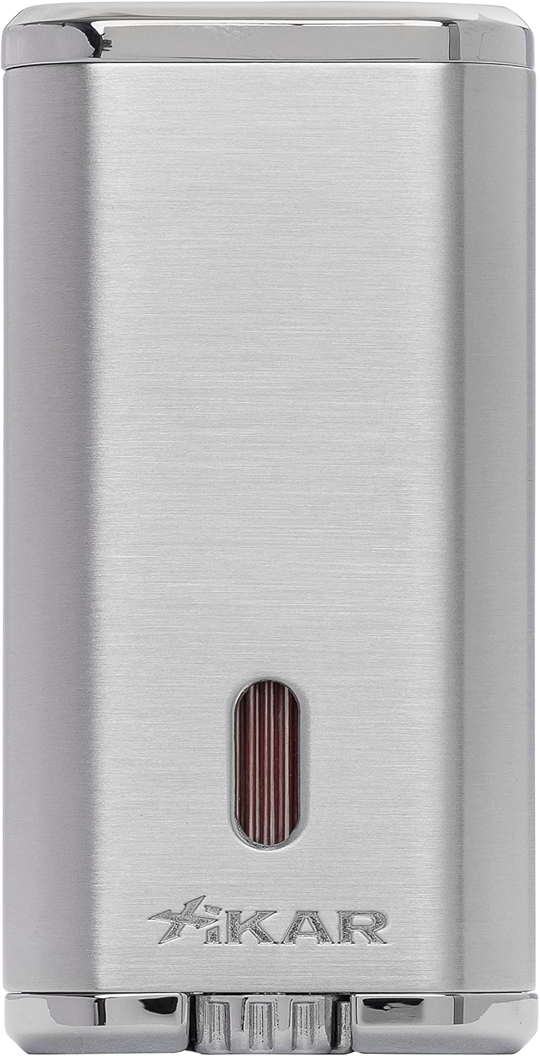 Xikar Verano Flat Flame Cigar Lighter, Attractive Gift Box, Elegant Metal Construction, Silver