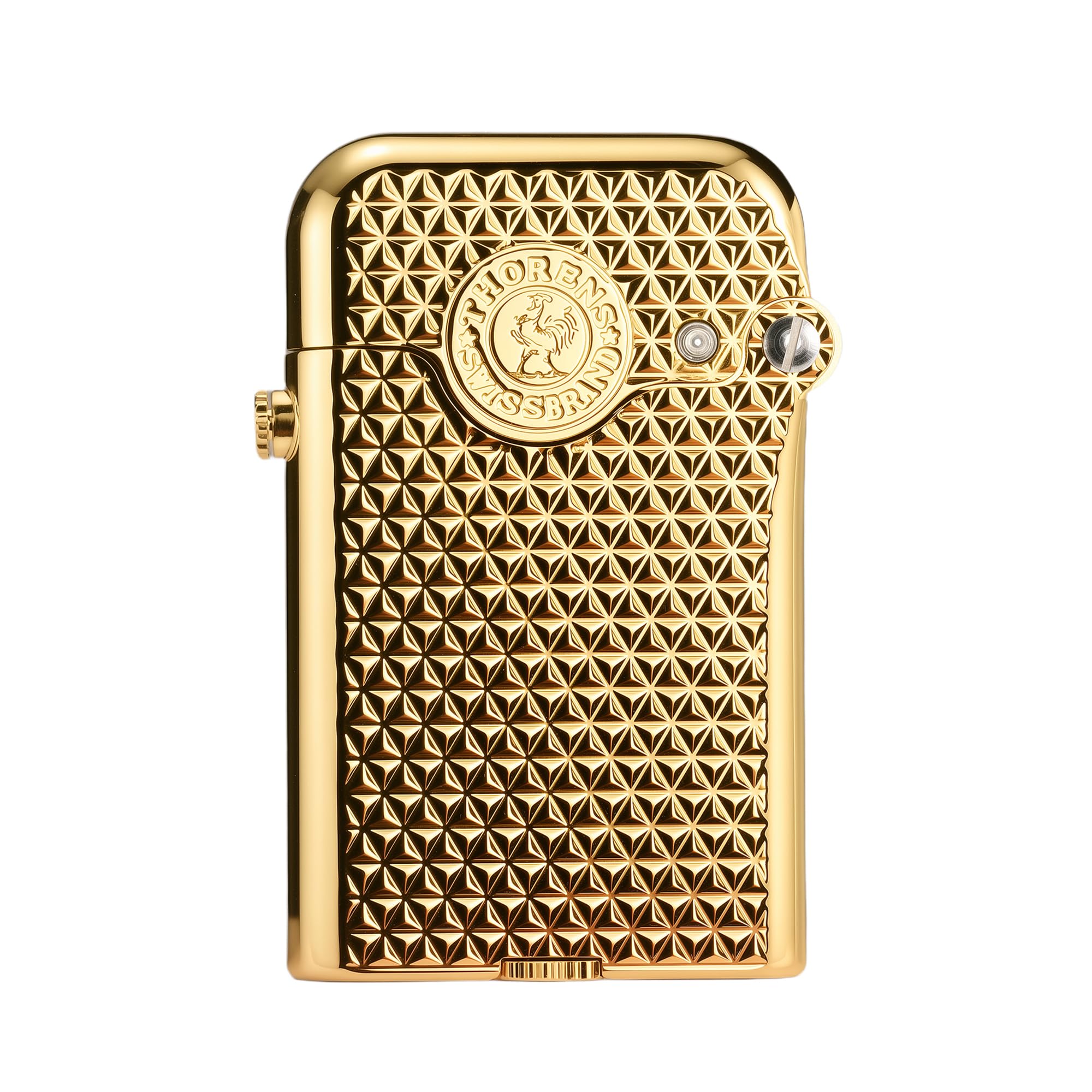 Classic Retro Refillable Brass Kerosene Lighter,Collectible,Soft-Flame,Automatic Ignition,Safety Lock,Electroplated Chrome Color,Engraving,Gift Box,Men's Gift,Thorens Gen 3-Single Claw Diamond Grid