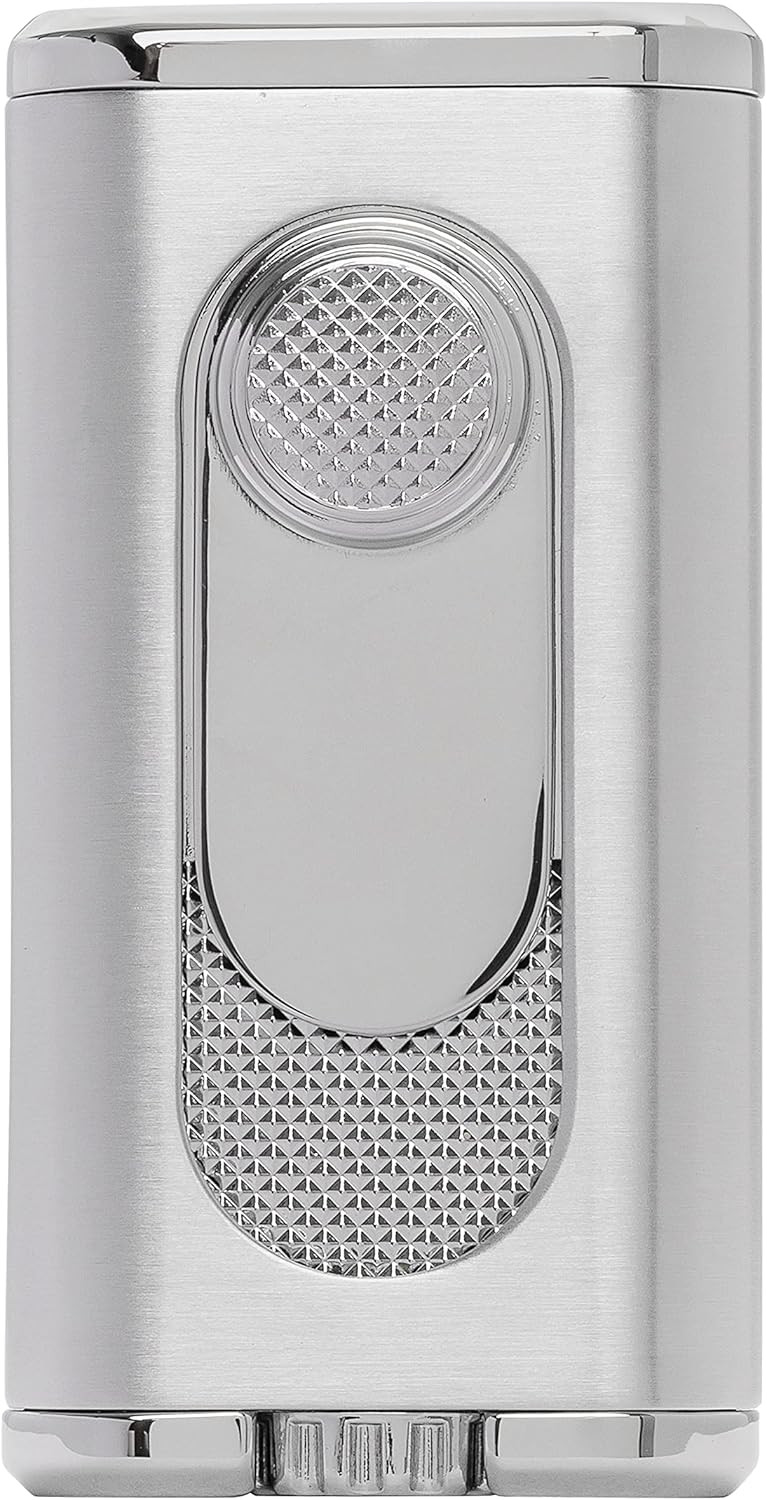 Xikar Verano Flat Flame Cigar Lighter, Attractive Gift Box, Elegant Metal Construction, Silver