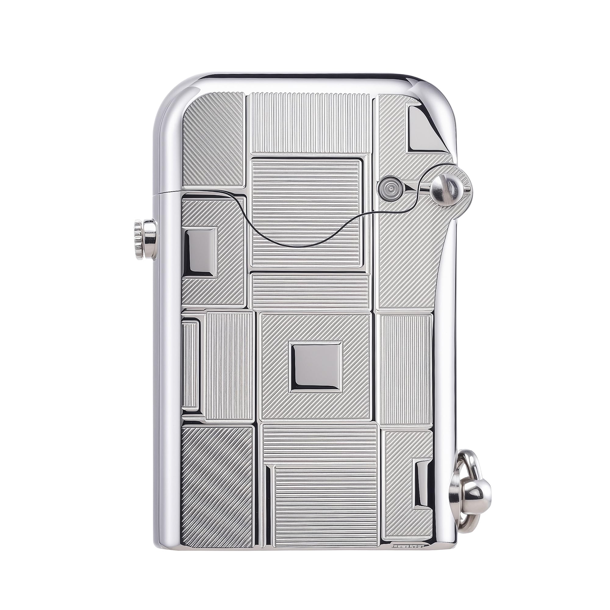Classic Retro Refillable Brass Kerosene Lighter,Collectible,Soft-Flame,Automatic Ignition,Safety Lock,Electroplated Chrome Color,Engraving,Gift Box,Men's Gift,Thorens Gen 3-Single Claw Diamond Grid