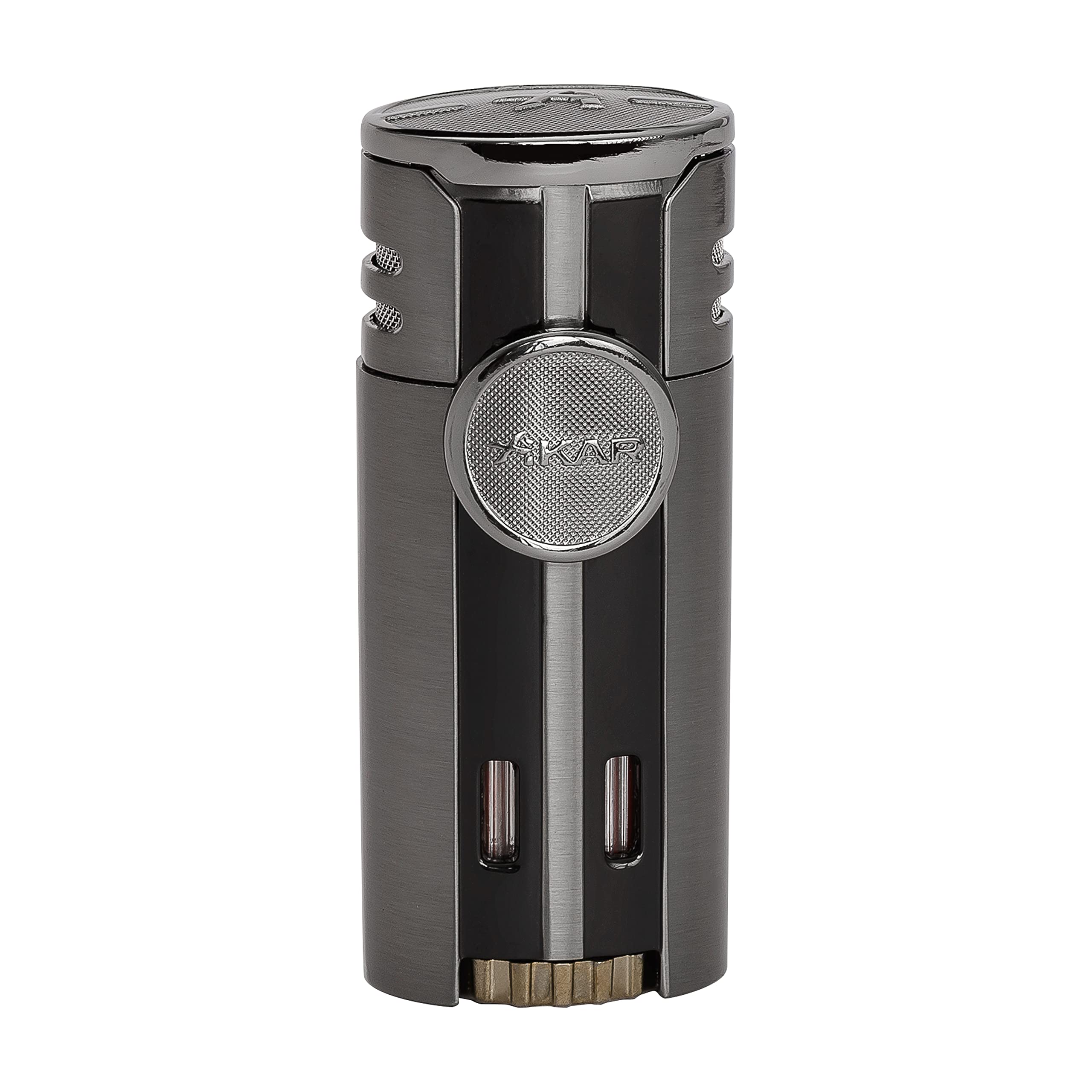 Xikar High Performance HP4 Diamond Quad Flame Cigar Lighter, in Attractive Gift Box, in-line Fuel Adjustment Wheel, Oversized Double EZ-View Fuel Window, Blue