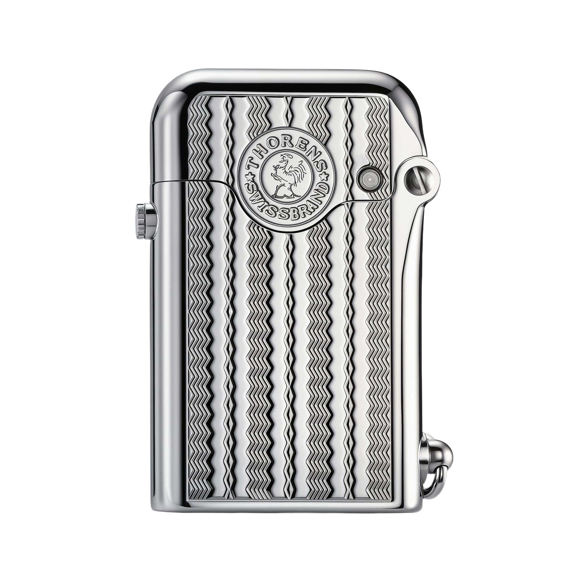 Classic Retro Refillable Brass Kerosene Lighter,Collectible,Soft-Flame,Automatic Ignition,Safety Lock,Electroplated Chrome Color,Engraving,Gift Box,Men's Gift,Thorens Gen 3-Single Claw Diamond Grid