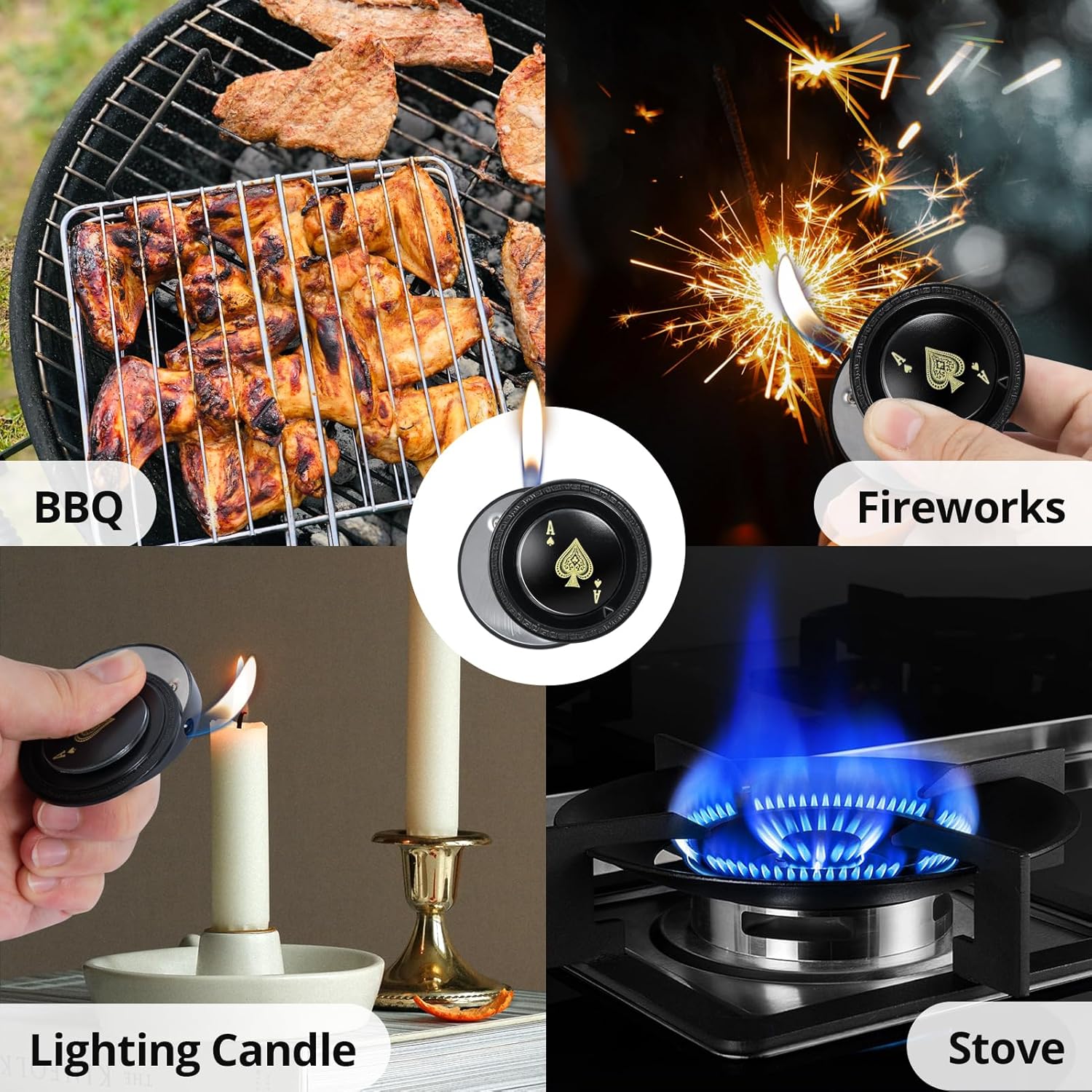 Cool Lighter for Men, Refillable Butane Lighter, Ace of Spades Cute Lighters, Funny Soft Flame Lighters with Ace Design,Unique Gifts for Men/Women (No Gas)