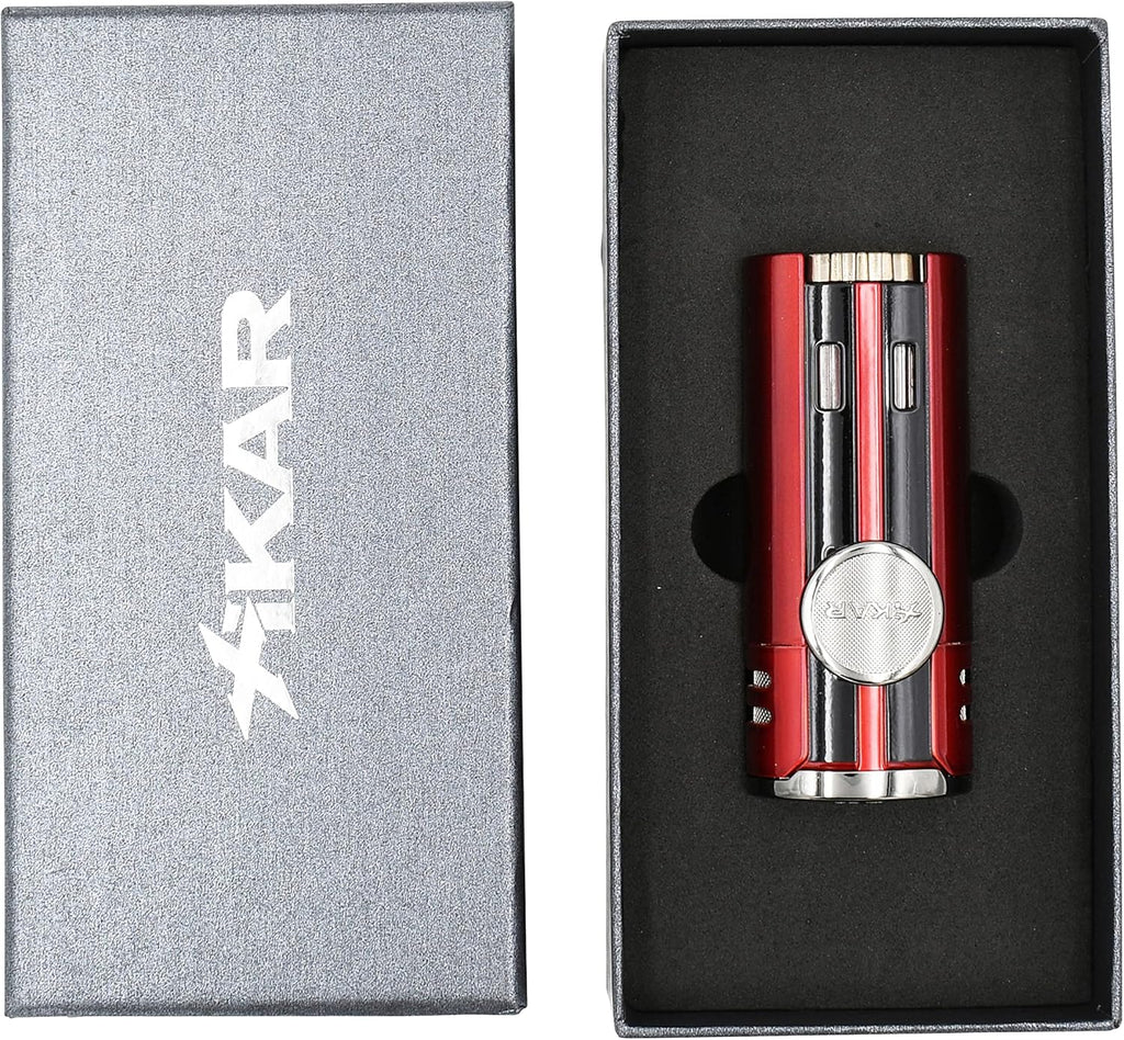Xikar High Performance HP4 Quad Flame Cigar Lighter in an Attractive Gift Box Daytona Red